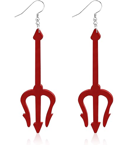Orecchini A Goccia Diavolo Rosso Con Tridente - Halloween Punk - Accessorio Cosplay Leggero In Acrilico Per Donna - 2