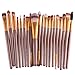 Bluelans® 20pcs Make Up Brush Sets Soft Foundation Powder Eyeshadow Eyeliner Lip Makeup Brushes (20pcs, Gold + Gold)