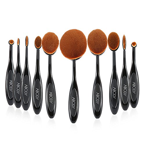 ABODY 10pc Oval Soft Makeup Brush Set Toothbrush Foundation Cosmetic Cream Powder Blush Kits Professional Makeup Tool Cosmetic Brush