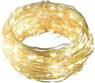 33 Feet 100 LED Portable Waterproof Indoor Outdoor Decorative Copper Wire Fairy String Lights Battery Operated for Patio Wedding Seasonal Holiday (Warm White (None Remote)