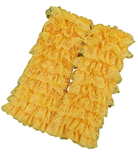 Pinkyee Baby Girl'S Lace Ruffle Leg Warmers Yellow