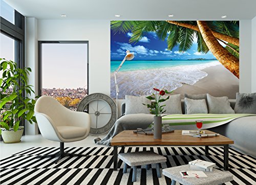 Fototapete Karibik Sandstrand mit Palmen und Meer Wand-dekoration – Wandbild Strand Poster-Motiv by GREAT ART (210 x 140 cm) - 7