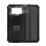 Cargador solar,Upow 15000mAh batería externa portátil solar con 2 usb y LED