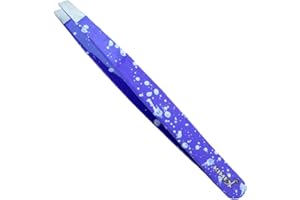 Kimex London Professional Eyebrow Tweezers - Stainless Steel Tweezers for Precise Grooming of Eyebrows & Ingrown Hair - for Men & Women (Purple)