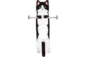 ZEACCT 1 Pezzo Asciugamano per Le Mani di Gatto, Asciugamano Decorativo Appeso con Gatto, Asciugamano Assorbente per Gatti, Regalo di Benvenuto per Gli Amanti dei Gatti (Nero)