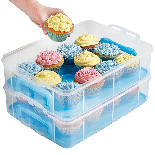 VonShef Snap and Stack 3 Etagen Cupcake Behälter & Kuchentransportbehälter – Bewahren Sie bis zu 36 Cupcakes oder 3 Große Kuchen auf - 4