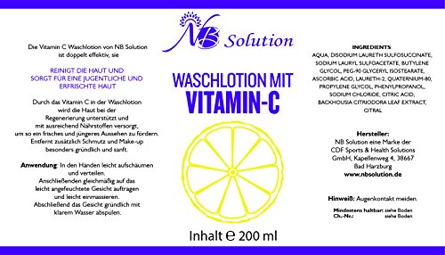 Gesichtswasser Waschlotion mit Vitamin C – 200 ml – Antialterung – Make Up Reinigung – Reduziert Faltenausbrüche – Reinigt die Poren – zur Gesichtsreinigung – Mit angenhmen frischen Duft - 2