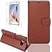 Produktbild Samsung Galaxy S6 edge plus(2015)/G928F Hülle mit Panzerglas,ISENPENK Litchi Pattern Outdoor PU RetroTextur Leder Tasche,Wasserdicht Shockproof Anti Slip Protection Stoßfest Leather Case mit Standfunktion und Foto Schlitze,Original Bookstyle Cover Multifunktions Wallet Flip Case mit Intern Karte Schlitz,Stoßdämpfend Smart Case Wallet Tasche Schutzhülle Leathertasche für Samsung Galaxy S6 edge plus(2015)/G928F 5.7Zoll[braun#]+Panzerglas/Schutzfoile/Scutzglas