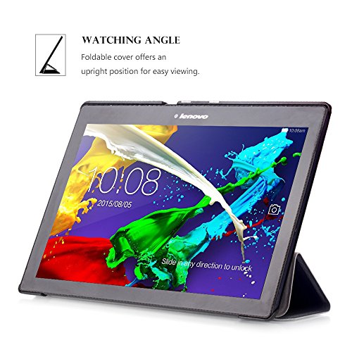 Lenovo Tab 2 A10 / Tab3 10 Plus / Tab3 10 Business Hülle – Schutzhülle mit Auto Aufwachen / Schlaf Funktion für Lenovo Tab 2 A10-30 / A10-70 / Tab3 10 Plus / Tab3 10 Business 10.1″ Tablet, Schwarz - 5