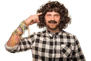 ‎BALINCO Balinco Wolle Wolfgang Petry Perücken-Set mit Bart & Freundschaftsbändern – Authentische braune Lockenperücke für Herren und Damen, ideal für Fasching, Karneval, Kostümpartys & Schlagerkostüme