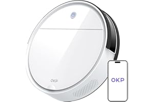 OKP K5 Robot Aspirapolvere, 2500Pa, 120 Minuti, WiFi/App, Sistema di Filtrazione Efficiente, Auto-Ricarica, Design Sottile, Silenzioso, Perfetto per Pavimenti Duri, Peli di Animali, Tappeti