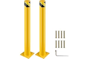 CAVABIEN Pilona Parcheggio Gialla Barriera Anti Intrusione, Paletto del Dissuasore per Pianificazione Stradale (2, alt. 122 cm)