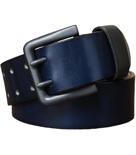 Ceinture De Travail Pour Homme – Ceinture De Travail Robuste En Cuir Véritable Pleine Fleur Vintage à Double Griffe, Ceinture De Jeans à 2 Trous (110 Cm, Taille : 37", Café