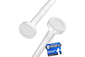 MEISENBERG Bastone Tenda Doccia Estensibile 70-120 cm, Ø25mm, Bianco - Bastoni per Tende a Pressione, Asta Telescopica, Regolabile, Montaggio senza fori per Finestre, Bagno, Armadio, Cucina, Balcone