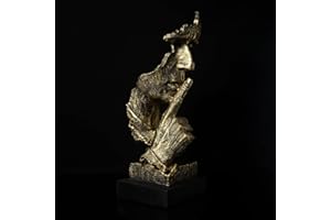fazhongfa Ponder Statue-Silence is Gold Abstrakte Kunst Statue Modern Home Ornament Kreative Kunstharz Skulptur Ornament Arbeitszimmer Büro Regal Tischdekoration (Gold)