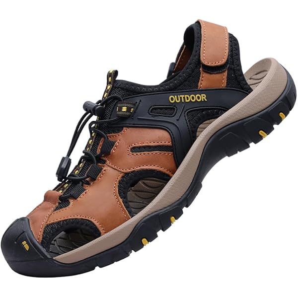 Sandales Homme Cuir Multi-lanières Bout Ouvert - Légères, Antidérapantes, Pour Randonnée, Plage, été