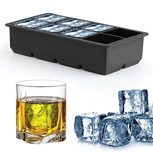 SilikonProfi Große XXL eiswürfelform Silikon mit Deckel – 8 Fach Rieseneiswürfel 5 cm xxl eiswürfel um Ihre Getränke stundenlang zu kühlen – Silikon Eiswürfelbehälter mit deckel bpa frei auch für babybrei wiederverwendbar , 8 coole Jumbo Groß eiswürfelbereiter mit Deckel - 8