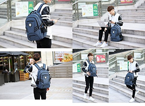 Herren Damen schlank Laptop Rucksack 15 6 Zoll Business Rucksack leichte wasserdicht Schulter Notebook Rucksack mit USB-Port  marineblau A 