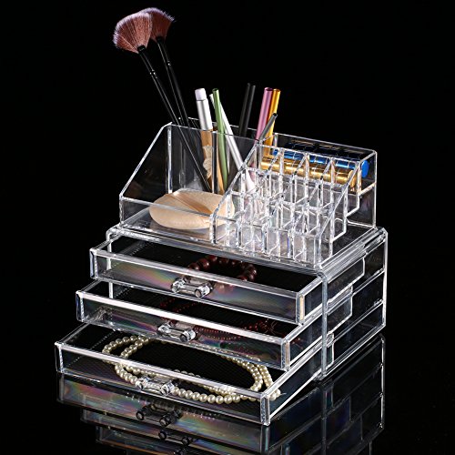 Yosoo 3 Schubladen Make-up Ausstellungsstand Kosmetik Aufbewahrungsbox Transparent Regal Acrylharz- Material Kiste - 5
