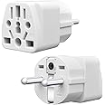 infino™ World to EU Adapter (2-Pack) - Multi-Country Converter for US/UK/AU/CN/JP - EU Type E/F - Safe Charging, Devices - Sleek White