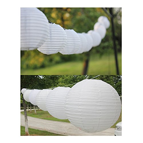 ilauke 12er weiße Papier Laterne Lampenschirm Lampion Ø 15cm 6″ in Kugel-Form Ballform für Hochtzeit Kirche Garten Party Dekoration (Ø 15cm 6″) - 8