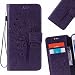 Produktbild LEMORRY Huawei Nexus 6P Hülle Tasche Geprägter Ledertasche Flip Beutel Haut Slim Fit Bumper Schutz Magnetisch Schließung Stehening Soft SchutzHülle Weich Silikon Cover Case Schale für Huawei Nexus 6P, Glücklicher Violett