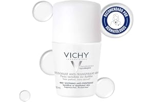 Vichy Desodorante en Formato Roll-On, Para Mujer, Antimarcas, Antitranspirante, Apto para Piel Sensible o Recién Depilada, Protección de hasta 48 Horas de Eficacia, Sin alcohol, Sin perfume, 50 ml