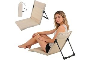 RNPKZ Strandstol med ryggstöd, strandstol med ryggstöd, golvstol vikbar sittkudde, bärbar strandstol, vikbar golvstol, vikbar