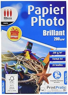 Micro application Papier photo brillant 200g/m² - 20 feuilles A4