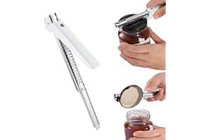 Apriscatole Manuale Frundoo Apriscatole Antirollio Professionali Maneggevole Apriscatole in Acciaio Inossidabile Adatto per Aprire Varie Lattine e Tappi di Bottiglia(Bianco 1pcs)