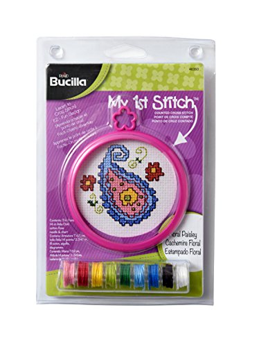 Bucilla My 1st Stitch Mini Counted Cross Stitch Kit, 5.125 by 7.625-Inch, 46350 Floral Paisley