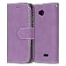 Produktbild LG L70 Hülle, Chreey Matt Leder Tasche Retro Handyhülle Magnet Flip Case mit Kartenfach Geldbörse Schutzhülle Etui [Lila]