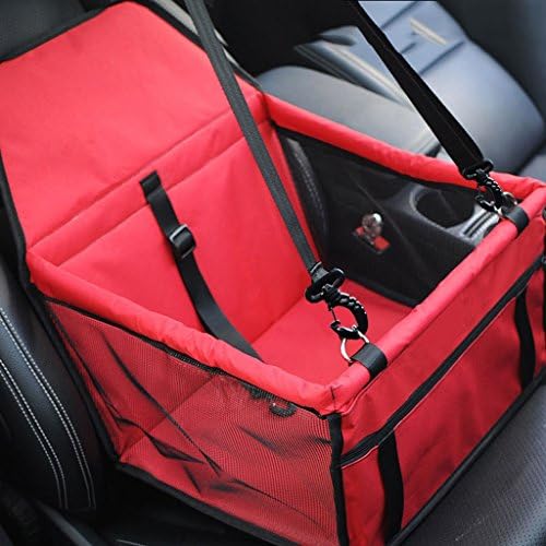 SYAODU Pet Dog Car Seat Booster Carrier Protector Bag Cage Cover Waterproof Deluxe Portable Dog Booster Travel Carrier Cover Seat Protector with Clip-On Safety Lesh and Extra Support Rods