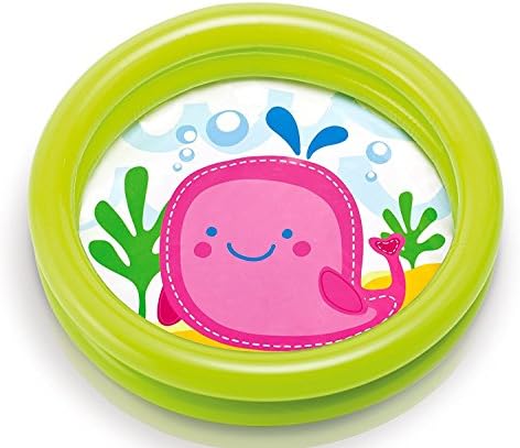 Inflatable 2 Ring Baby Paddling Pool - Yellow or Green (Green)