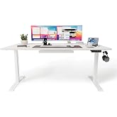 Ofisimi Uprise Comfort &Ccedil;ift Motorlu Y&uuml;kseklik Ayarlı Masa (72&ndash;121 cm) - Beyaz (Beyaz Ayak/Beyaz Tabla, 160x80 cm)