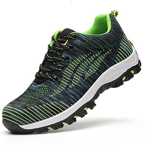 Preisvergleich Produktbild SUADEEX Damen Herren Sicherheitsschuhe Arbeitsschuhe Sportlich Trekking Wanderhalbschuhe Stahlkappe Schutzschuhe Hiking Schuhe Traillaufschuhe- Gr. 40 EU, Grün