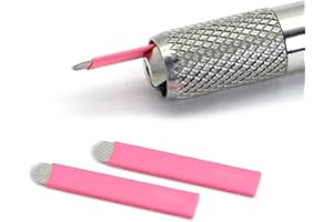RASMET 30 piezas Nano Microblading Agujas 0.15MM Rosa Nano Hoja Fina Tatuaje Cuchillas de Cejas Microblade Agujas de Bordado para Cejas 3D Maquillaje Semi Permanente (0.15mm 18U)