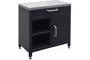 sweeek - Cocina exterior de acero 1 cajón y 1 puerta, 80cm, Grimaud, Negro, 52.5x80x87 cm