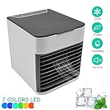❄ 3 Modo de Velocidad del Viento: Portátil Mini Air Conditioner 3 velocidades del viento del engranaje (baja, media, alta). Mini Aire acondicionado portátil puede satisfacer sus diferentes necesidades. Puede disfrutar de baja velocidad cuando duerme, velocidad media en relajación, así como alta velocidad en verano abrasador.