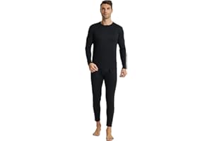 LNFINTDO Mens Thermal Underwear Set Crew Neck Long Sleeve Top & Long Johns Bottoms Winter Warm Base Layer Set