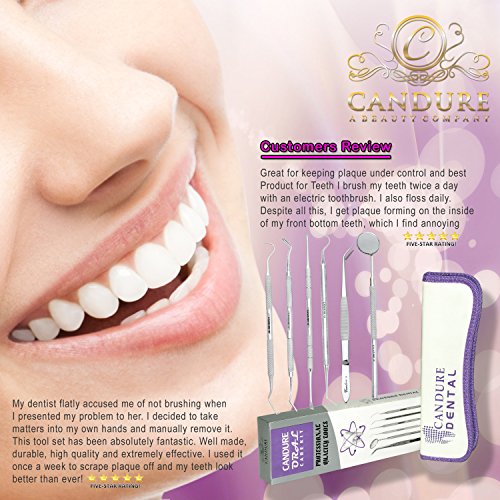CANDURE® – 6er Dental Set Zahnreinigung Sonde – Rostfreier – zahnpflege zahnstein – Zahnmedizinischer Scaler – Dental Scaler – Zahnpflege Edelstahl Instrument Zahnkratzer hochwertige Profiqualität von CANDURE lebenslange Garantie - 2