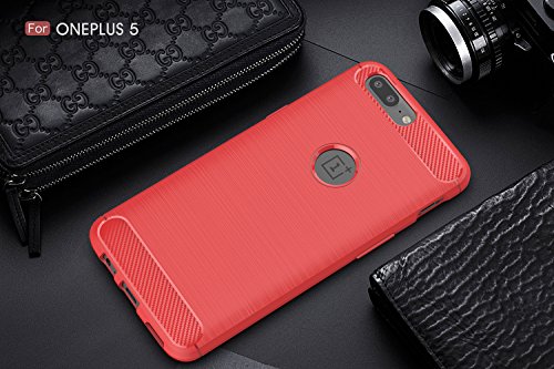 OnePlus 5 Funda  SMTR Cubierta Delgado material de silicona Funda Protective Case Cover  Dise  o durable   M  xima protecci  n contra golpes  para OnePlus 5 - Rojo