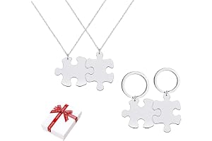 Liitata Pusselhängen, 2 st pusselhängen, halsband och 2 st pusselnyckelringar, par partnerset, vänskap, nyckelring för män och kvinnor, födelsedag, alla hjärtans dag, present