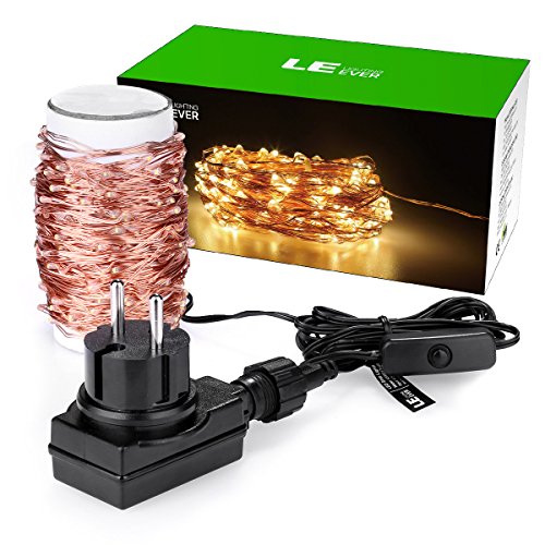 LE 20M 200 LEDs Kupferdraht LED Kupfer Lichterkette Wasserdicht Sternen Lichterketten mit schalter - 2