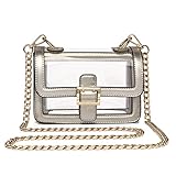  Blue Heaven Schultertasche/Umhängetasche, mit Kettengurt, durchsichtig - NFL Stadion/Konzertveranstaltungen zugelassen, Silber (silber), Small