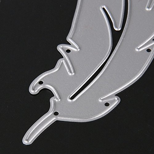 Demiawaking 2Pcs Metall Feder Form Stanzschablonen Metall Schneiden Schablonen für DIY Scrapbooking Album, Schneiden Schablonen Papier Karten Sammelalbum Dekor - 6