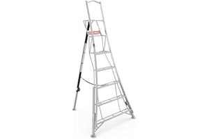 Henchman Fully Adjustable Aluminium Tripod Ladder - 3 Adjustable Legs, 150kg Load Capacity, 5-year warranty, Free Rubber Feet for Indoor Use (8ft / 2.4m)