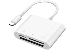 SUNTRSI SD Card Reader USB C for i’Phone 15/Android Phone/i’Pad/Mac/Laptop, Three Card Slot Micro SD Card Reader Supports SD Micro SD CF Card, Digital Camera Viewer Memory Card Reader Plug and Play