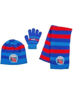 Marvel Spiderman Set Mütze, Schal und Handschuhe für Kinder, blau/rot, original Lizenzware