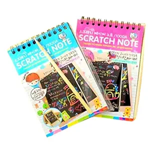 Oytra Scratch Note Diary - Set of Two Diary - 14 cm 10 cm - Colorful Scratch Art Activity Book for Creative Kids of All Ages